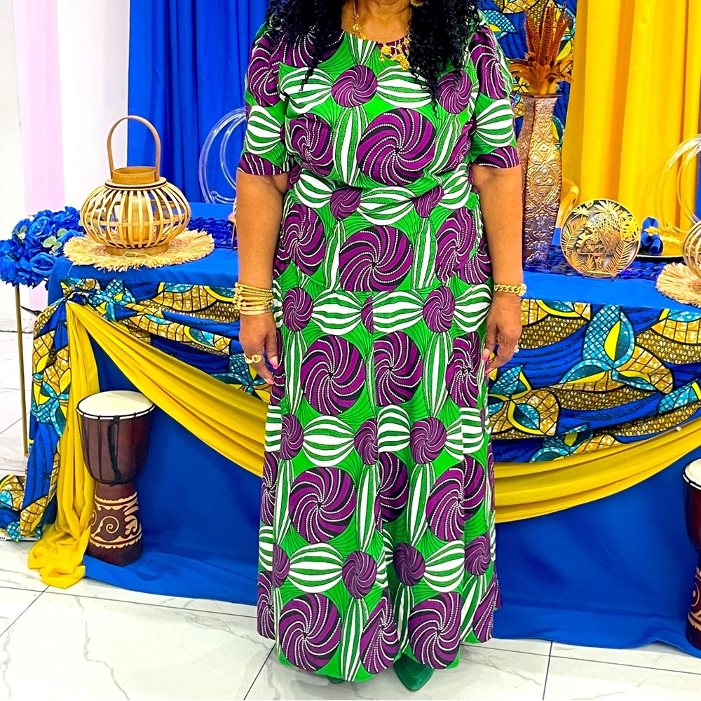 Custom made African Print Ankara 2 piece set outfit Top w Mxi Skirt PLUS 2X / 3X